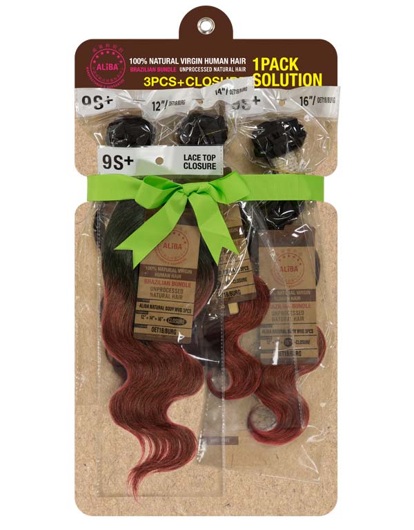 ALIBA 3PCS SOLUTION  + CLOSURE -BODY WAVE(18